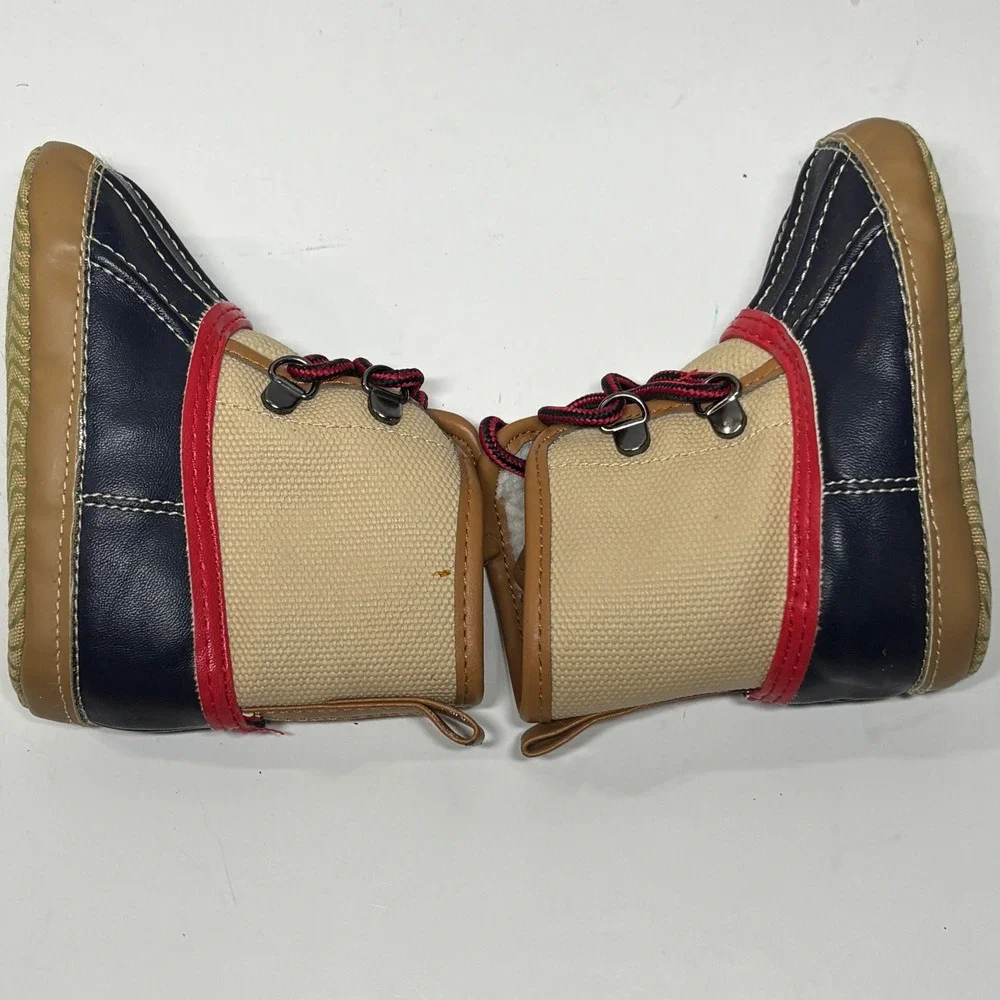 Baby‎ Gap Snow Boots Kids 6-12M Ivory Frost Navy Tan Red Duck Boots